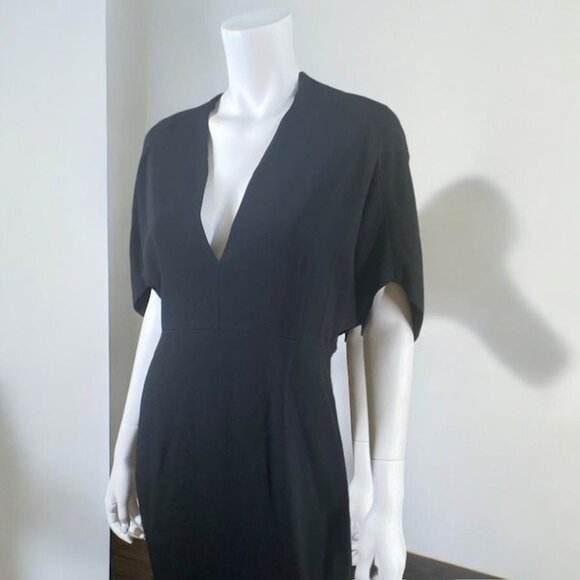 NWT Zara X Narciso Rodriguez Midi Dress Deep V-Neck Black, size Large - Picture 4 of 16